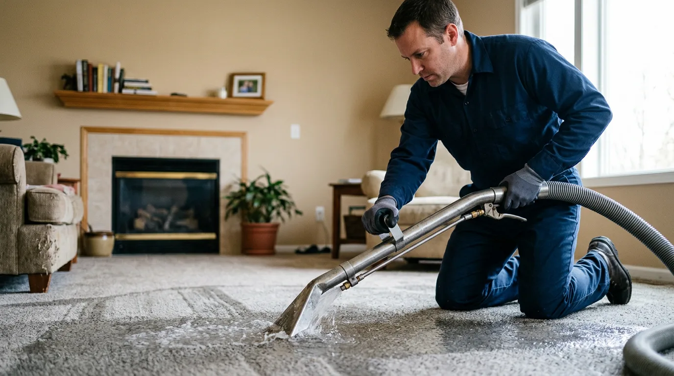 Water damage restoration technician working near Fountain, MN